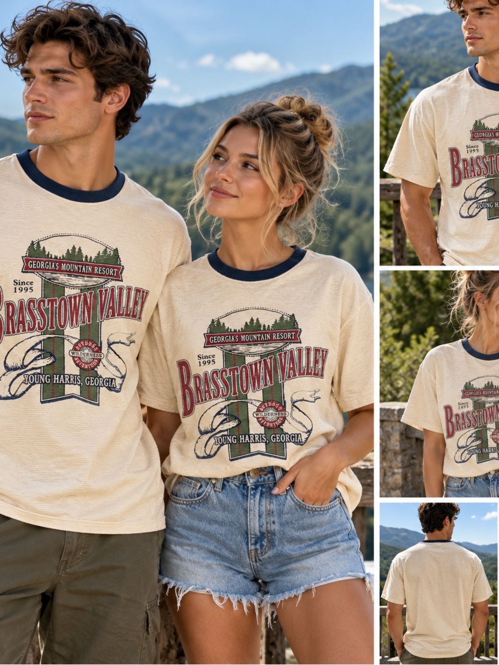 Vintage 90s Gear For Sports Brasstown Valley Georgia Ringer T-Shirt XL USA Made